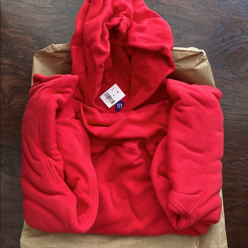 Red Yeezy x Gap Hoodie.